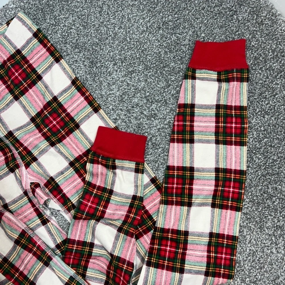 Hanna Andersson Long John Pajama Set Plaid Kids Pajamas - Red and Green size 14